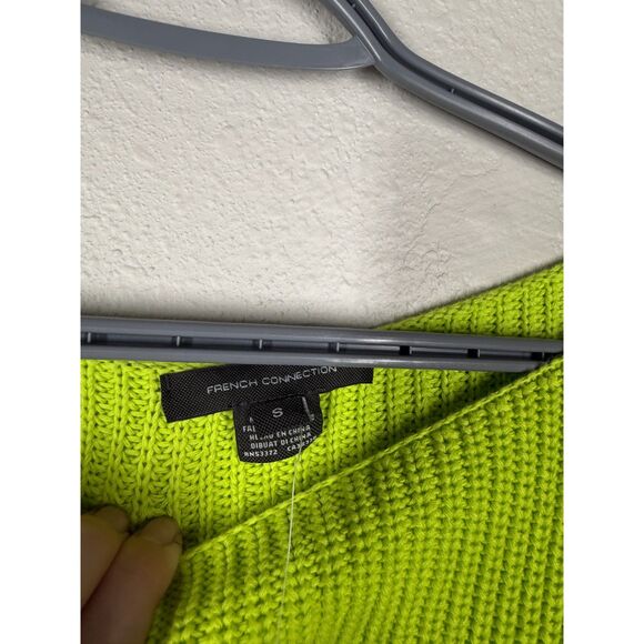 NWT French Connection Womens Neon Green Sweater Sz S Oversized Boxy Gorpcore - Picture 6 of 9